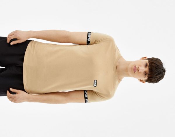 Bershka Braided T-shirts Heren Bruin | nHrVkuOwKXv