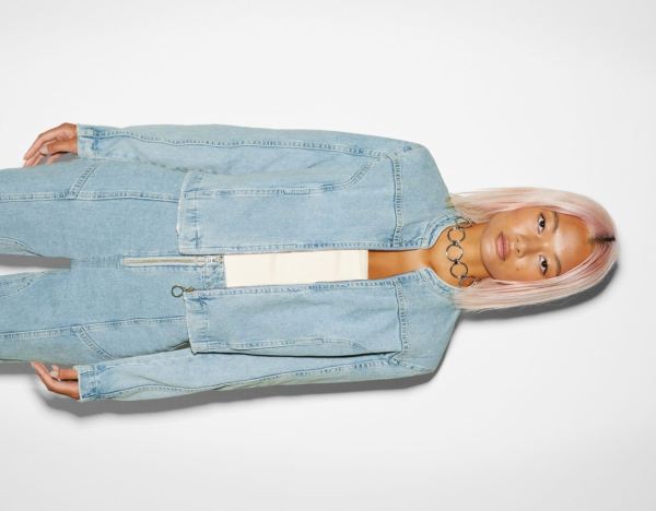 Bershka Denim Overshirt With Front Rits Bovenkleding Dames Lichtblauw | EHk26GMb6LN
