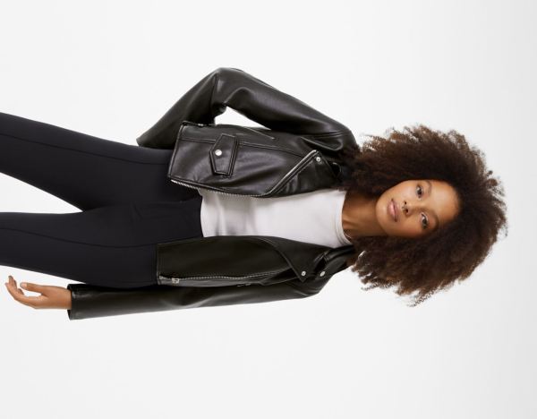 Bershka Faux Leren Biker Jassen Dames Zwart | 9WkTmZwLZxH