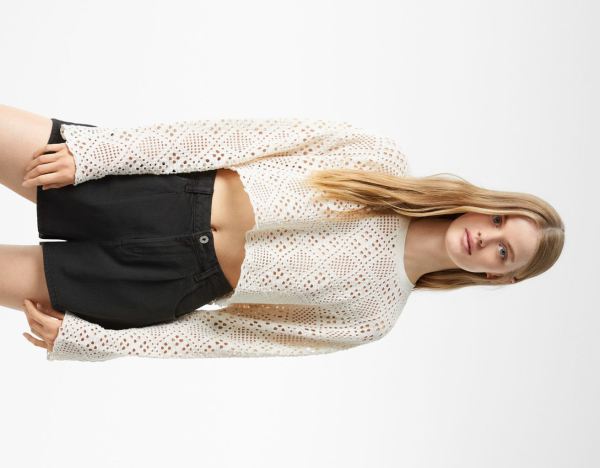 Bershka Flared Twill Korte Broek Dames Zwart | 5nGzGwaSvhH
