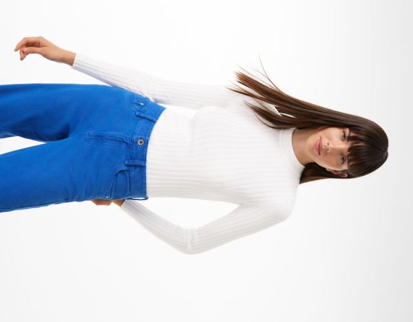 Bershka Geribbeld Mock Neck Trui Gebreide Kleding Dames Wit | 1bVhK9oMASk