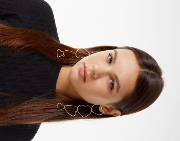 Bershka Heart Cascading Earrings Sieraden Dames Goud | KEkAIHKc8Gk