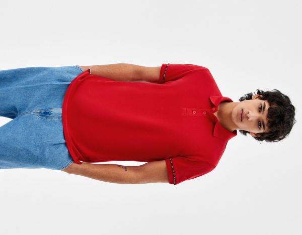 Bershka Kort Sleeve Piqué Polo Shirt T-shirts Heren Rood | vzPro13rnx2