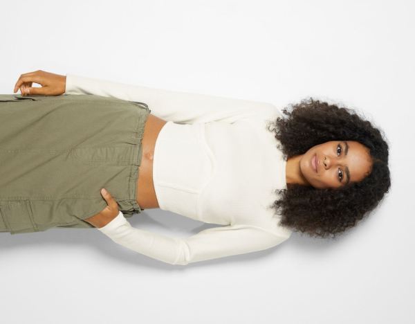 Bershka Long Sleeve Corset-style T-shirts Dames Wit | YE8jwwuGfw6