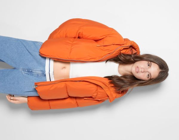 Bershka Oversize Met Capuchon Puffer Jassen Dames Oranje | FXa2gG2zbqc