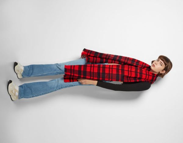 Bershka Plaid Sjaals Dames Rood | Hsz4vh6WbiJ
