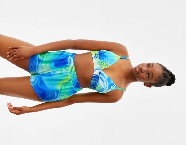 Bershka Satin-effect With Straps And Elastic Detail Topjes Dames Turquoise | eUywsvm7Vmo