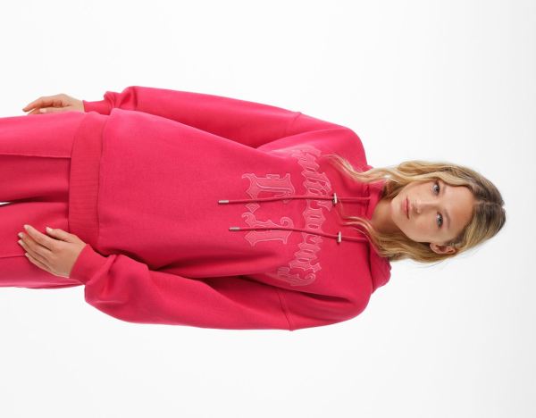 Bershka With Embroidery Hoodie Dames Fuchsie | RLV7Vk6nmx4