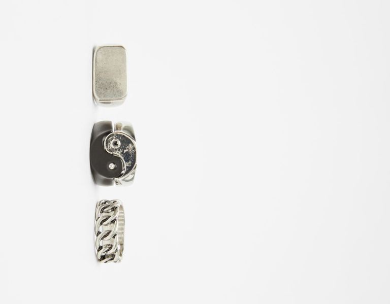 Bershka 3-pack Of Signet Rings Sieraden Heren Zilver | KFNfepIqvZD