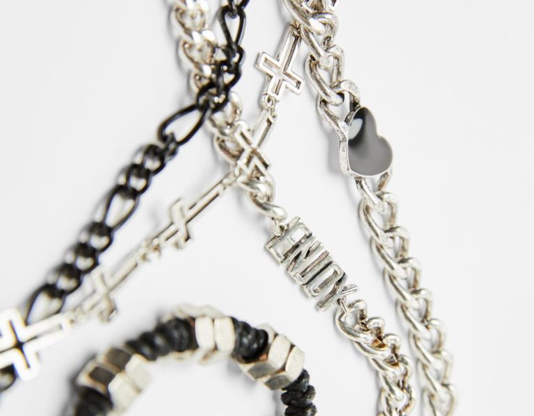 Bershka 5-pack Of Heart Charm Bracelets Sieraden Heren Zwart | hErAIChsVoA