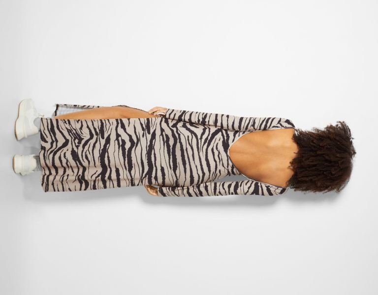 Bershka All-over Print Maxi Jurken Dames Bruin | 72H5YSsg9WG