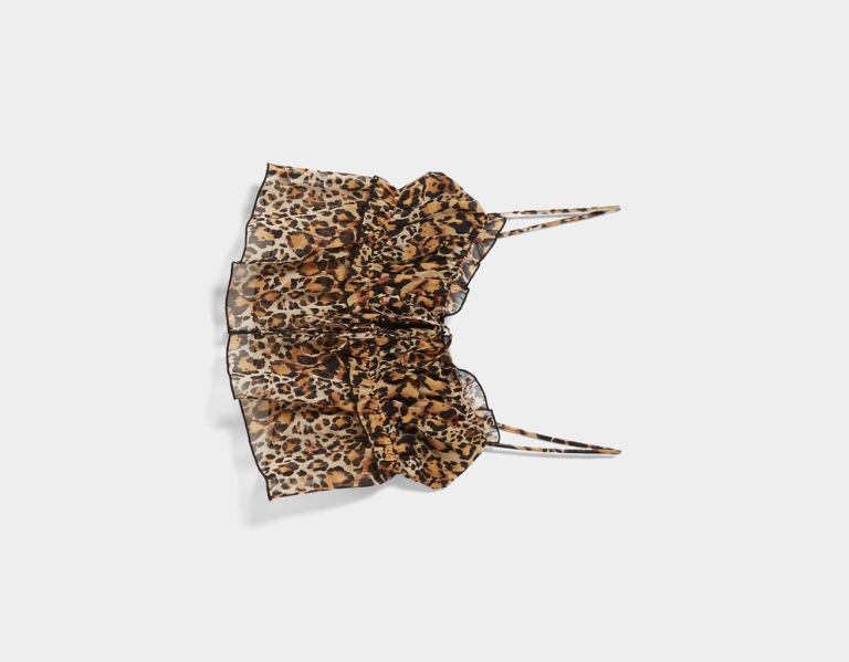 Bershka Animal Print Chiffon Bandjes Topjes Dames Bruin | AnPbEsKGPd5
