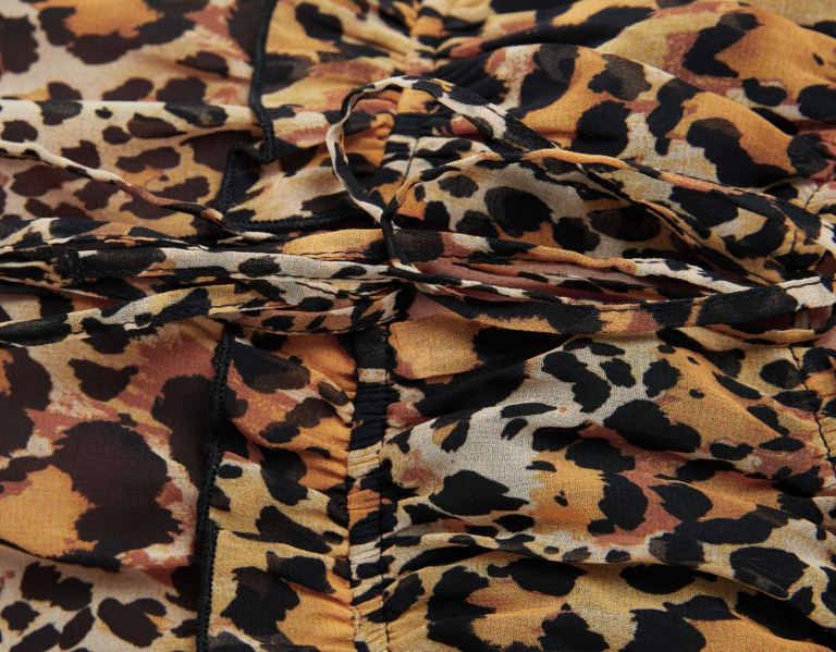 Bershka Animal Print Chiffon Bandjes Topjes Dames Bruin | AnPbEsKGPd5