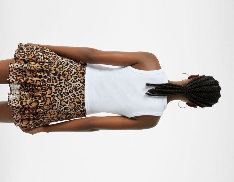 Bershka Animal Print Ruffled Mini Rokken Dames Gekleurd | QVinJkmk6Rj