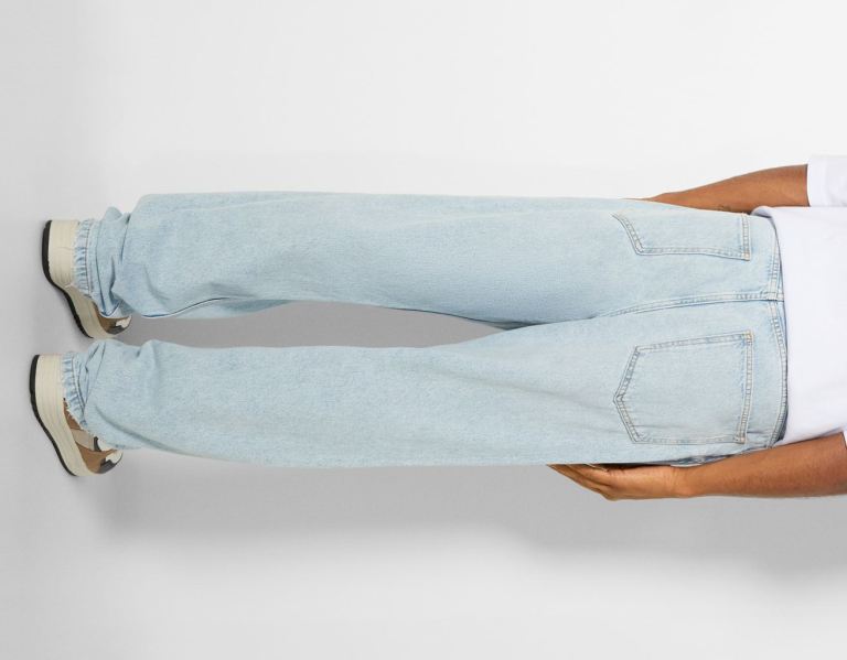 Bershka Baggy Jeans Heren Lichtblauw | 61JPLxKtMNM