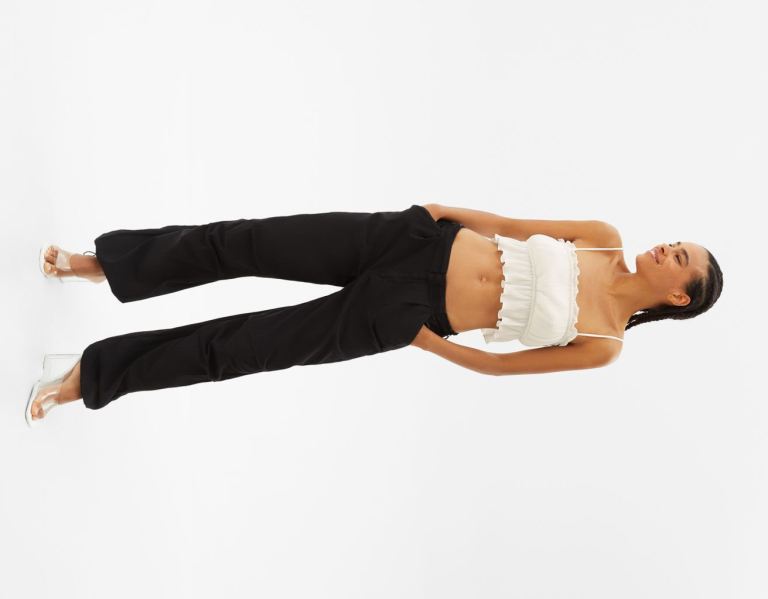 Bershka Bandjes Gathered Geplooid Topjes Dames Wit | LpVclipvg8J