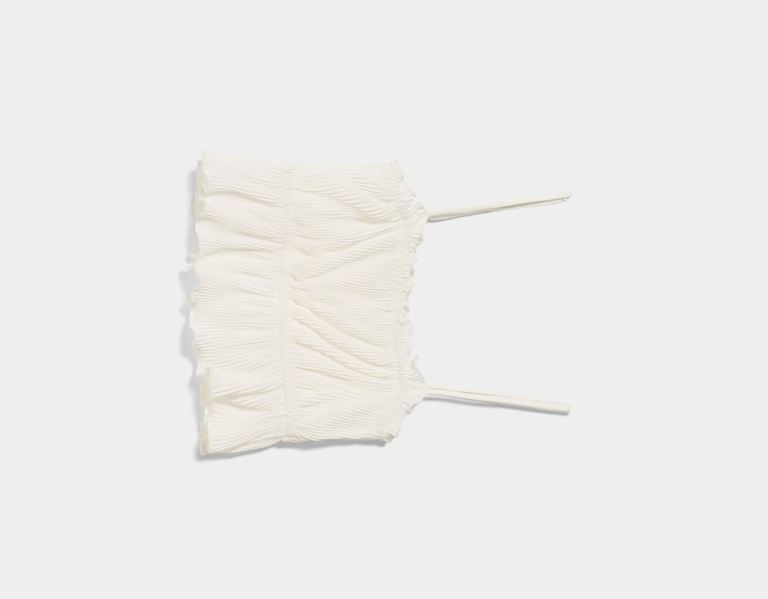 Bershka Bandjes Gathered Geplooid Topjes Dames Wit | LpVclipvg8J