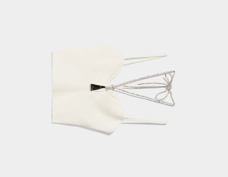 Bershka Bandjes Gebreid Top Featuring Bejeweled Straps Gebreide Kleding Dames Wit | 41l0smcOD85
