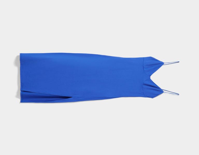 Bershka Bandjes Midi Jurken Dames Blauw | ChIpR5zOyLM