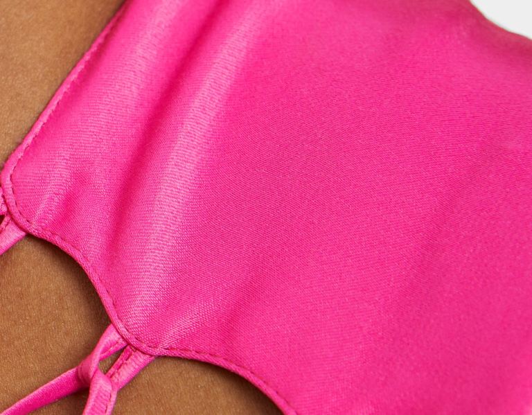 Bershka Bandjes Satin Corset Topjes Dames Fuchsie | qp6VVYqIYCn