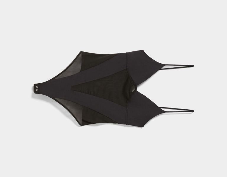 Bershka Bandjes Tulle Bodysuit Dames Zwart | EAnchRLt4Qz