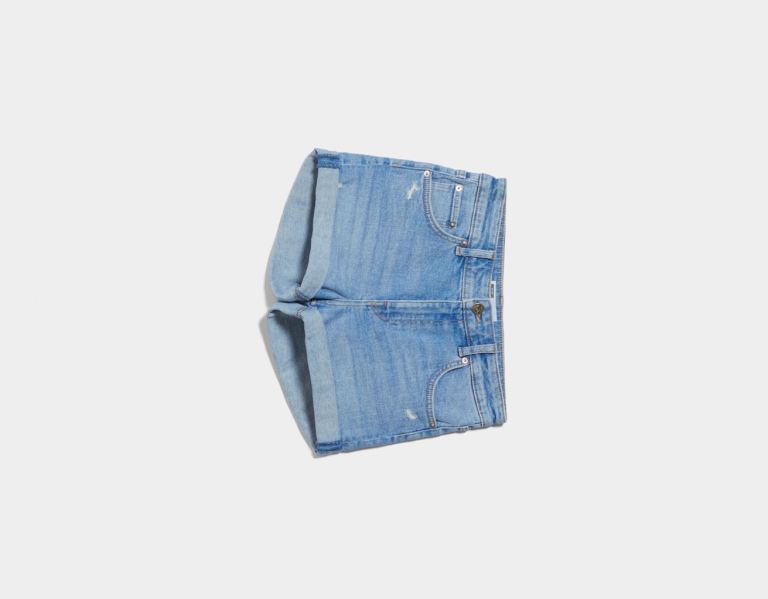 Bershka Basic Denim Korte Broek Dames Blauw | 2QjTjrIHt7V