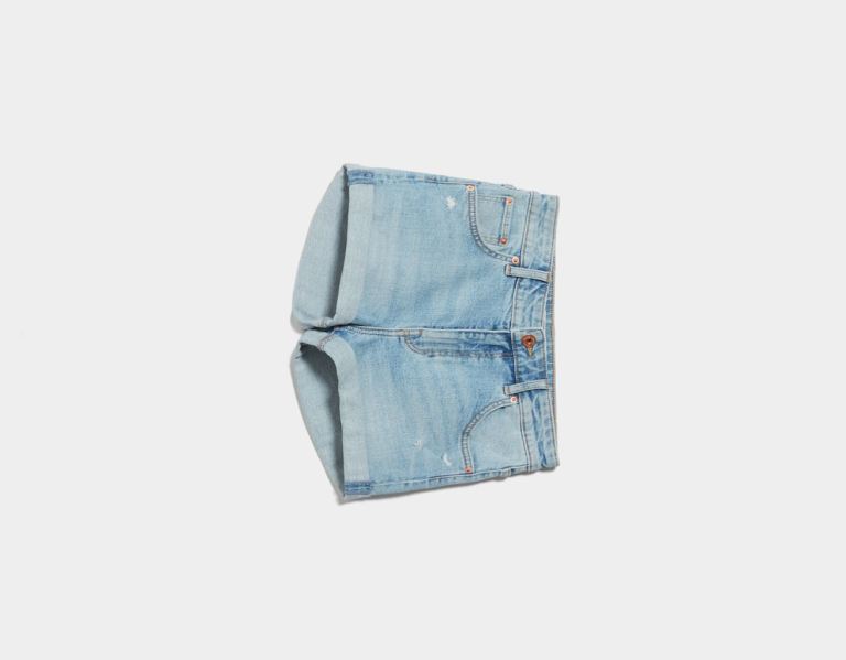 Bershka Basic Denim Korte Broek Dames Lichtblauw | 96jXZ6RdQMq