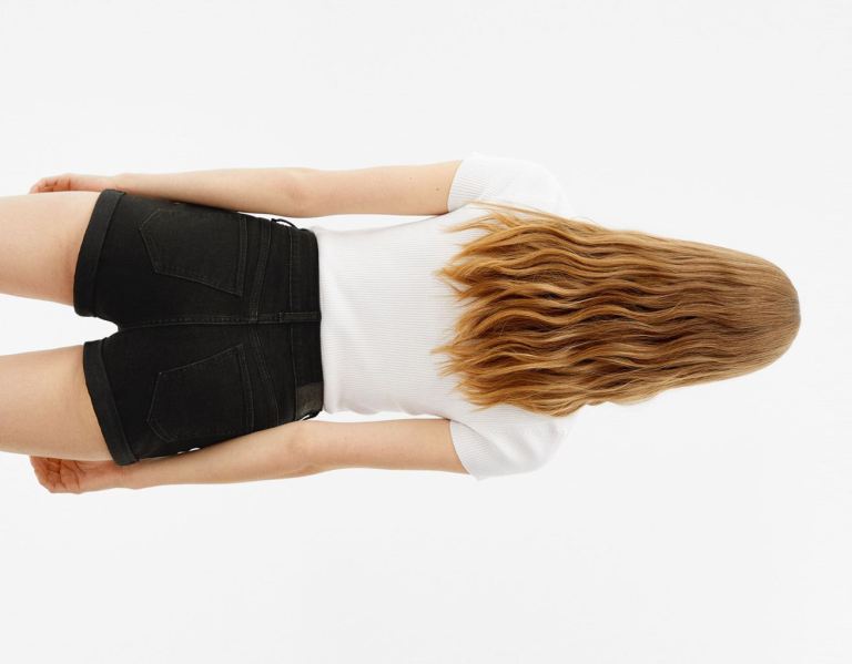 Bershka Basic Denim Korte Broek Dames Zwart | AZxAq0cRydN