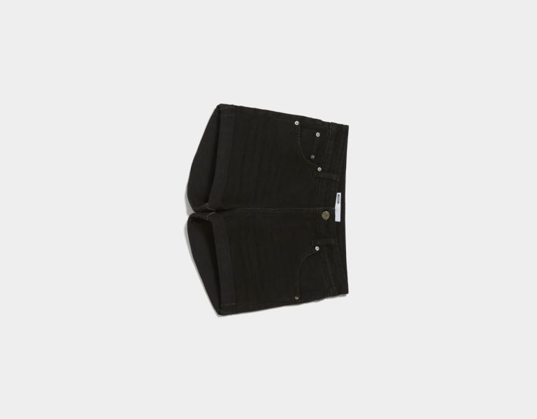 Bershka Basic Denim Korte Broek Dames Zwart | AZxAq0cRydN