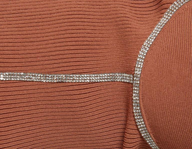 Bershka Bejeweled Neckline Knit Top Gebreide Kleding Dames Bruin | 74emJ4ILPqg