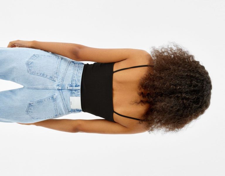 Bershka Blonde Kanten With Straps Topjes Dames Zwart | Xc5JCPxUOOR
