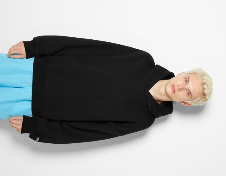 Bershka Boxy-fit Hoodie Heren Zwart | yrNjqZDOfFg