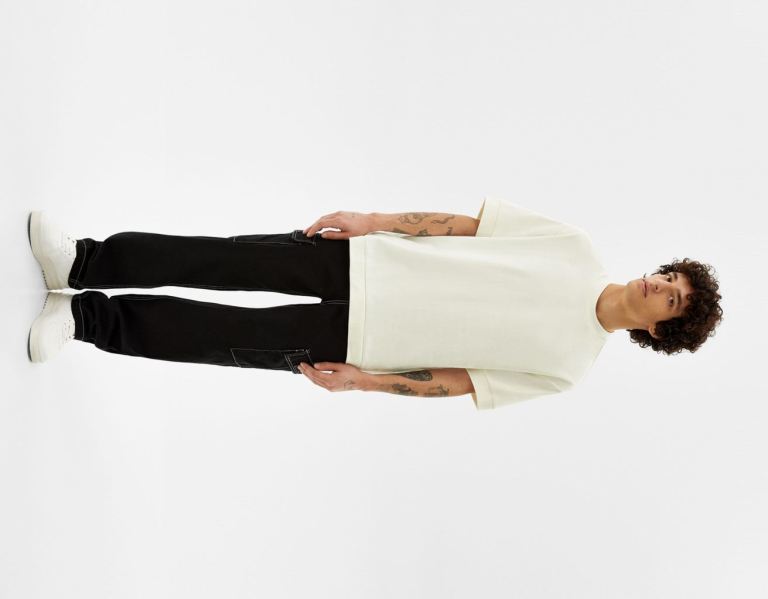 Bershka Boxy-fit Kort Sleeve T-shirts Heren Wit | Dc5K2674Jjt