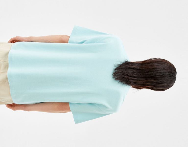 Bershka Boxy-fit Kort Sleeve T-shirts Heren Lichtblauw | WzSYS2J6Qzd