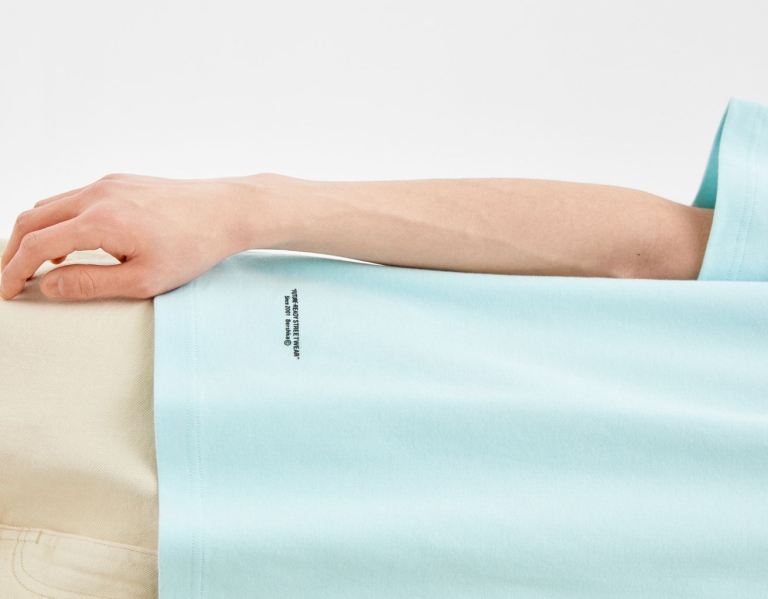 Bershka Boxy-fit Kort Sleeve T-shirts Heren Lichtblauw | WzSYS2J6Qzd