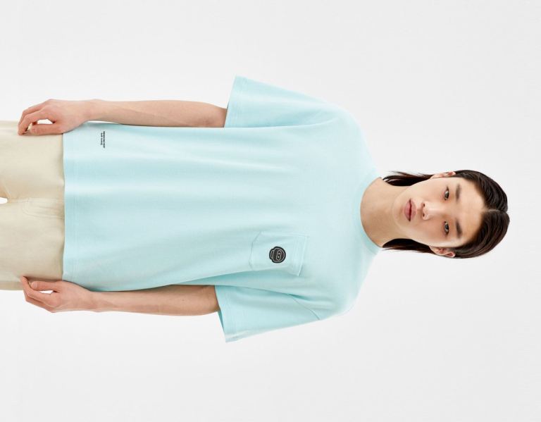 Bershka Boxy-fit Kort Sleeve T-shirts Heren Lichtblauw | WzSYS2J6Qzd