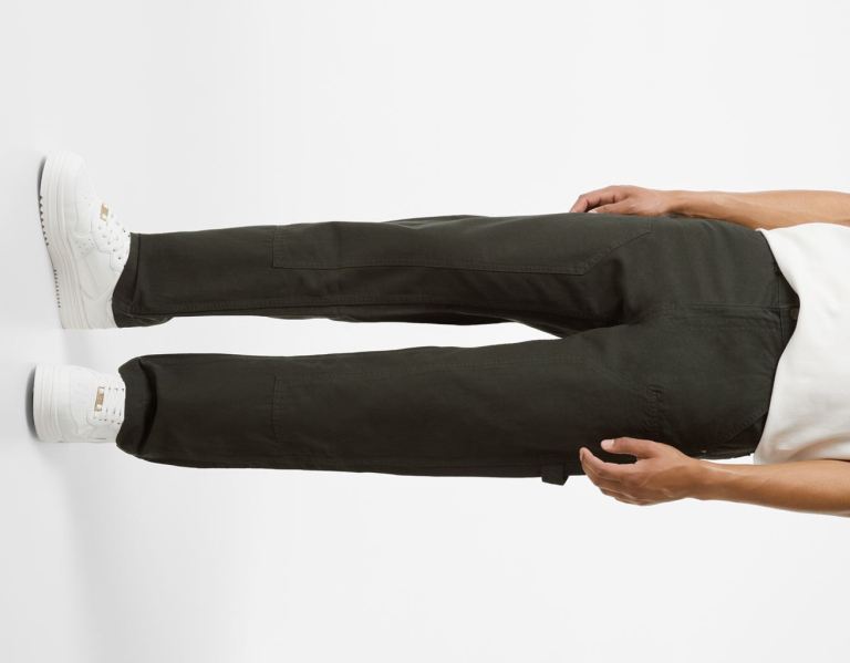 Bershka Brede-leg Canvas Carpenter Broek Heren Groen | MhgmXLQJsKV