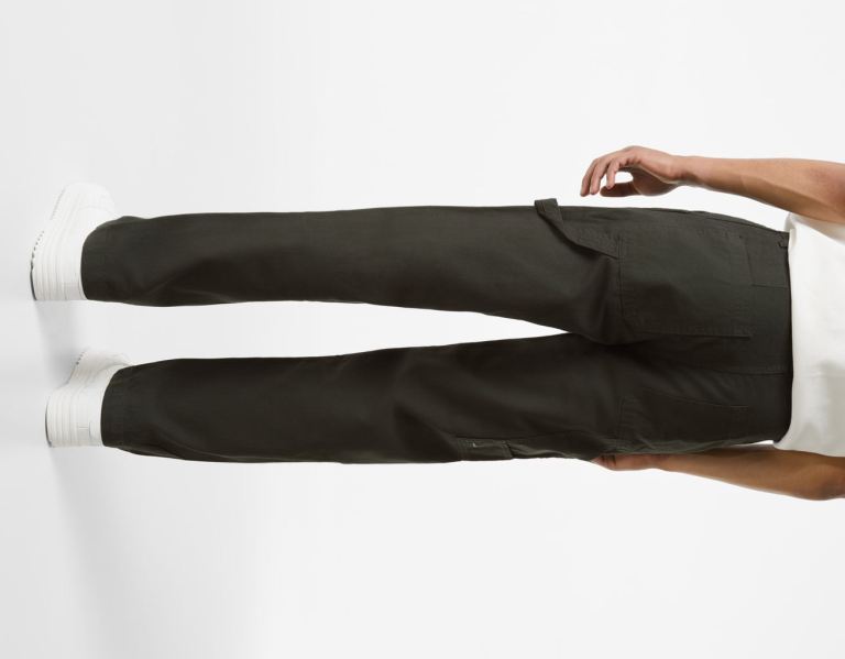 Bershka Brede-leg Canvas Carpenter Broek Heren Groen | MhgmXLQJsKV