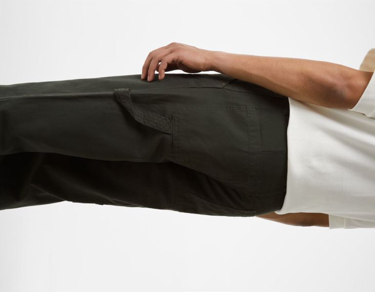 Bershka Brede-leg Canvas Carpenter Broek Heren Groen | MhgmXLQJsKV