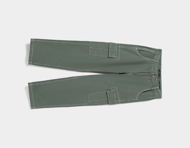 Bershka Brede-leg Cargo With Contrasting Stitching Broek Heren Blauw | nf1g5GNx1NX