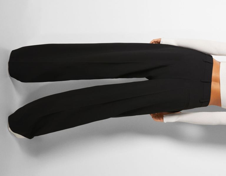 Bershka Brede-leg Dad-fit Tailored Pants Pakken Dames Zwart | 4wziAnPkdI4