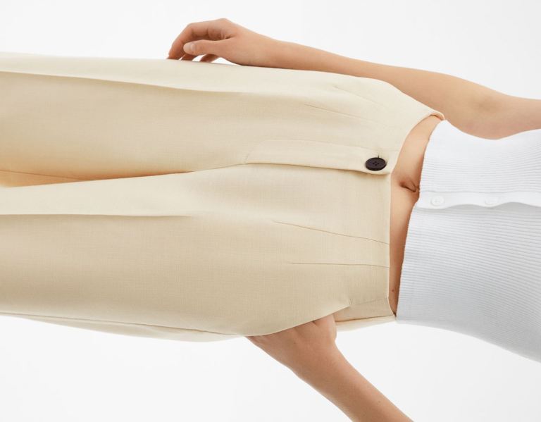 Bershka Brede-leg Flowing Culottes Broek Dames Bruin | ZZzSh00VVvg