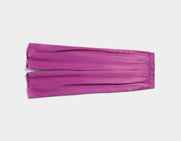 Bershka Brede-leg Satin With An Elastic Waistband Broek Dames Paars | tOFZeTYXCOZ