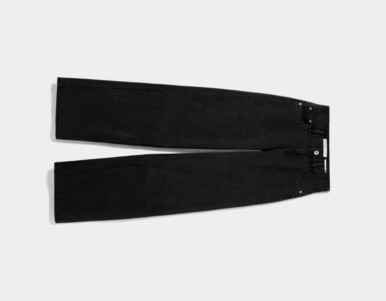 Bershka Brede-leg Twill Jeans Dames Zwart | PxZnN4bHi2C