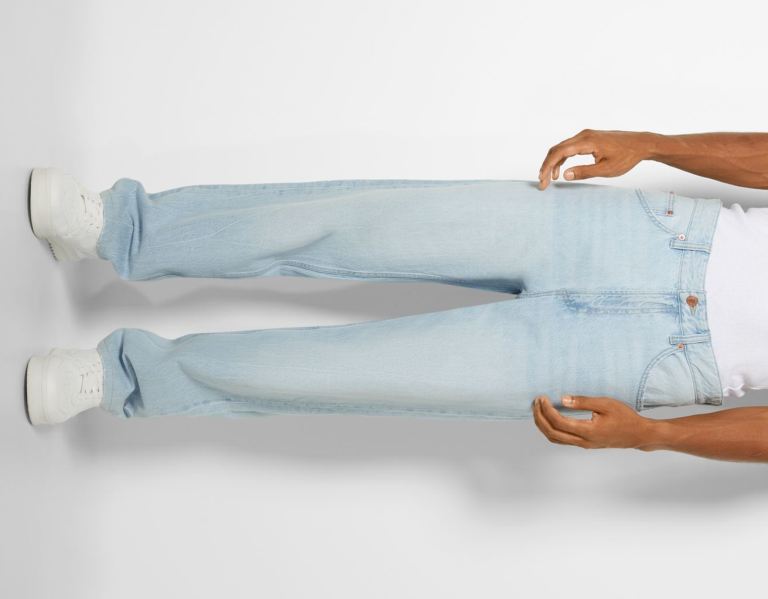 Bershka Brede-leg ’90s Jeans Heren Lichtblauw | Jhn1xWGf1N0