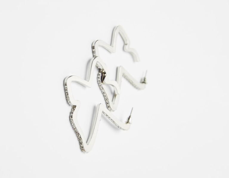 Bershka Butterfly Earrings Embellished With Rhinestones Sieraden Dames Zilver | p6BwGTCiNtl