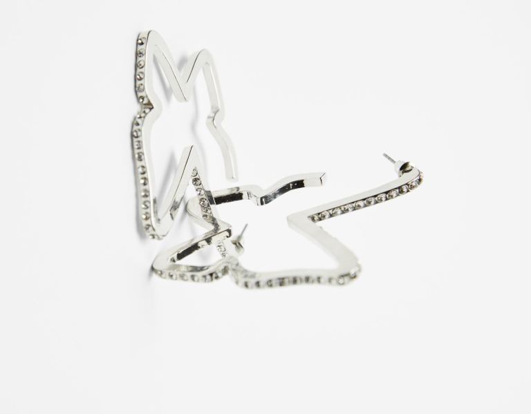 Bershka Butterfly Earrings Embellished With Rhinestones Sieraden Dames Zilver | p6BwGTCiNtl