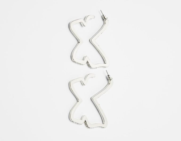 Bershka Butterfly Earrings Embellished With Rhinestones Sieraden Dames Zilver | p6BwGTCiNtl