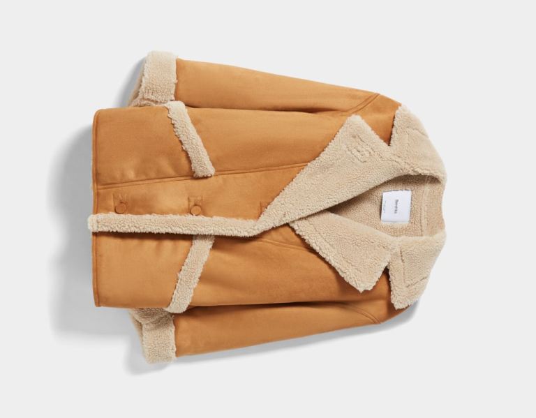 Bershka Buttoned Double-faced Jassen Dames Lichtbruin | j65w3q40166
