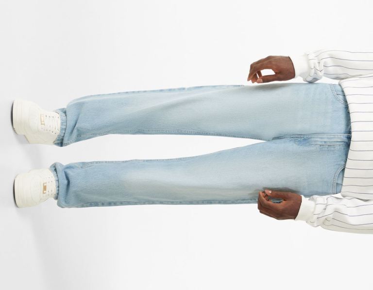 Bershka Carpenter Jeans Heren Lichtblauw | smsmH0u4t2k
